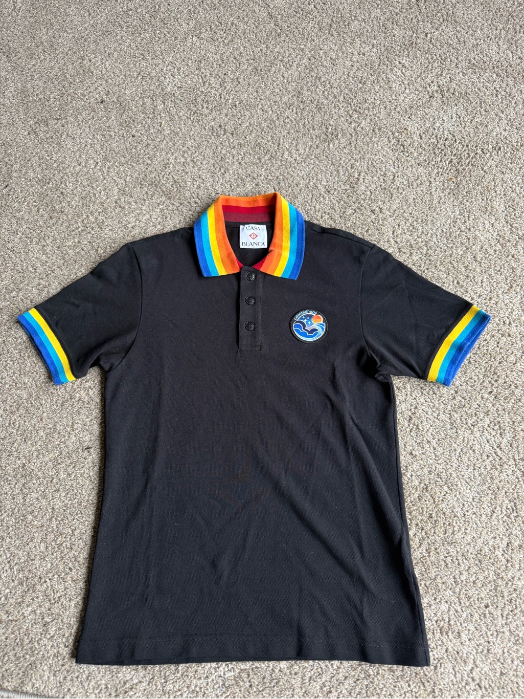 Casablanca Black Polo With Rainbow Trim
